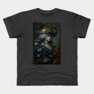 Flower Witch Moody Dark Painting Kids T-Shirt